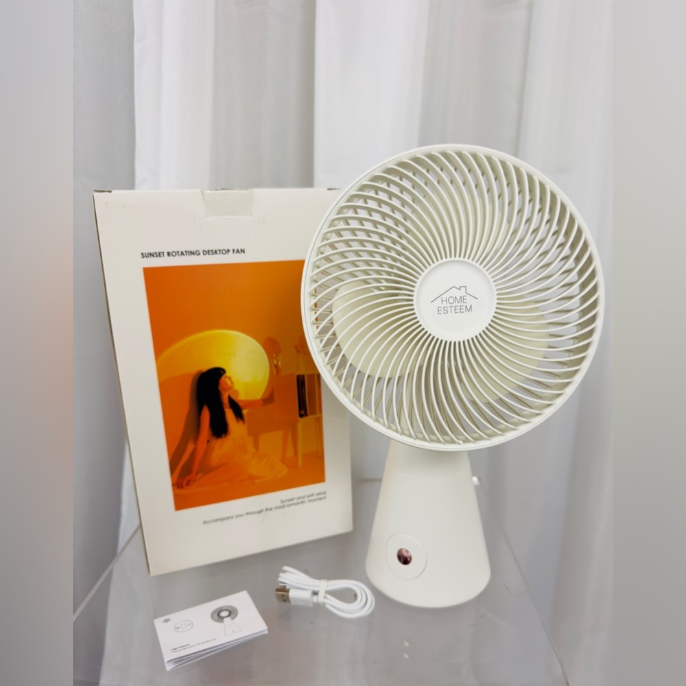 Home Esteem - Cordless Sunset Rotating Desktop Fan with Soft Ambient Light  NWT - Picture 4 of 6